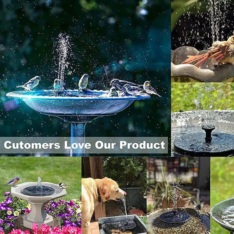 Solar Garden Fountain with 60 LED Lights – Outdoor Pond Water Feature