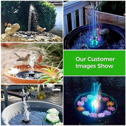 Solar Garden Fountain with 60 LED Lights – Outdoor Pond Water Feature