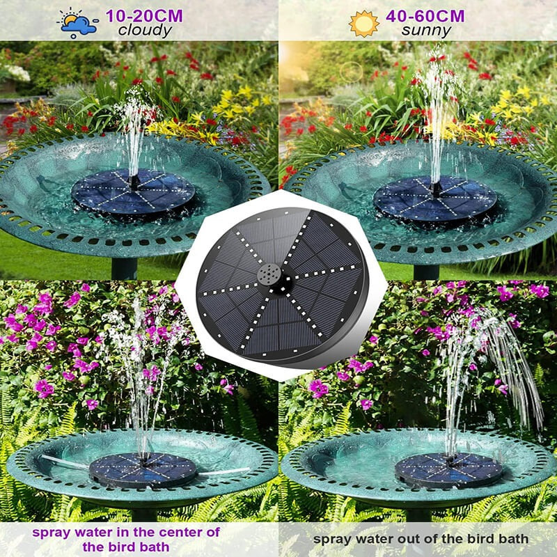 Solar Garden Fountain with 60 LED Lights – Outdoor Pond Water Feature