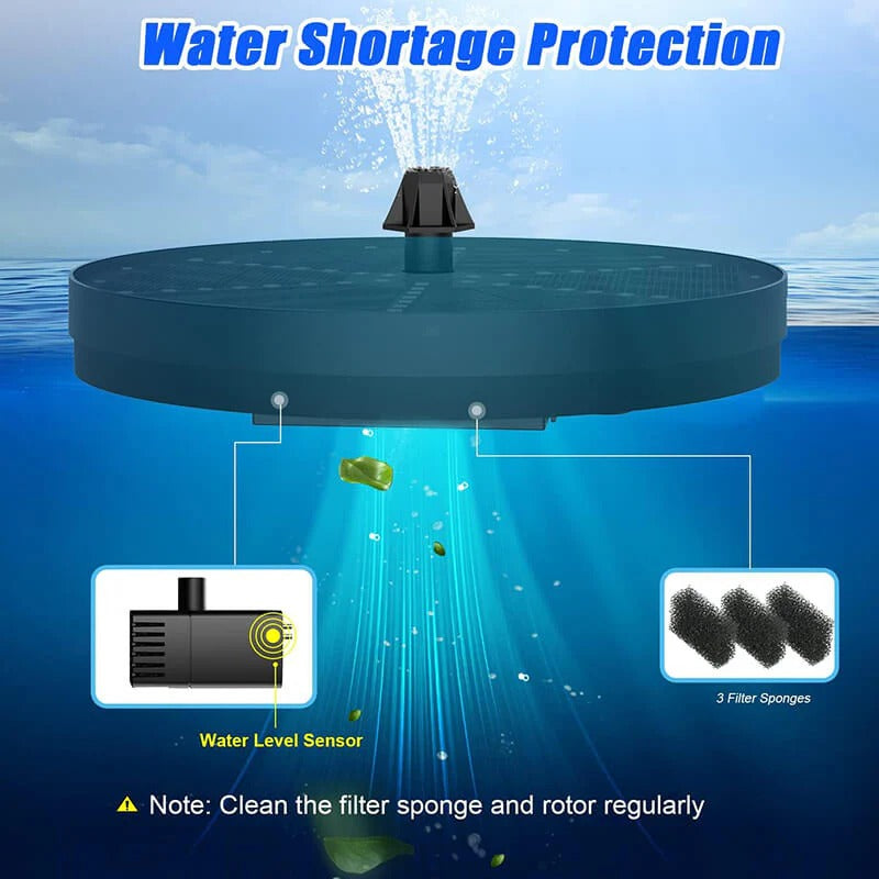 Solar Garden Fountain with 60 LED Lights – Outdoor Pond Water Feature