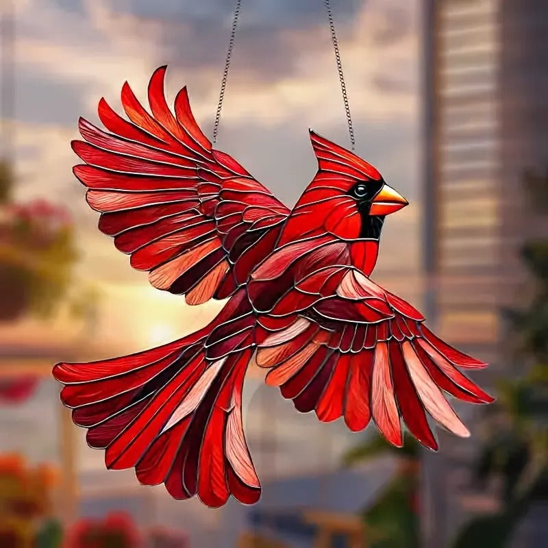 Hummingbird Suncatcher Window Hanging – Colorful Glass Bird Decoration