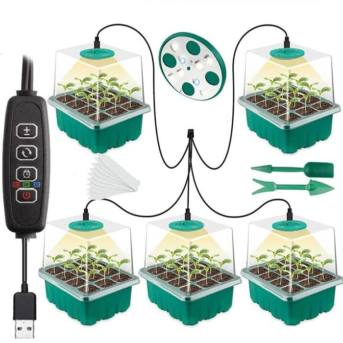 Plant Seed Starter Tray with Grow Light – Indoor Nursery Pot Germination Kit