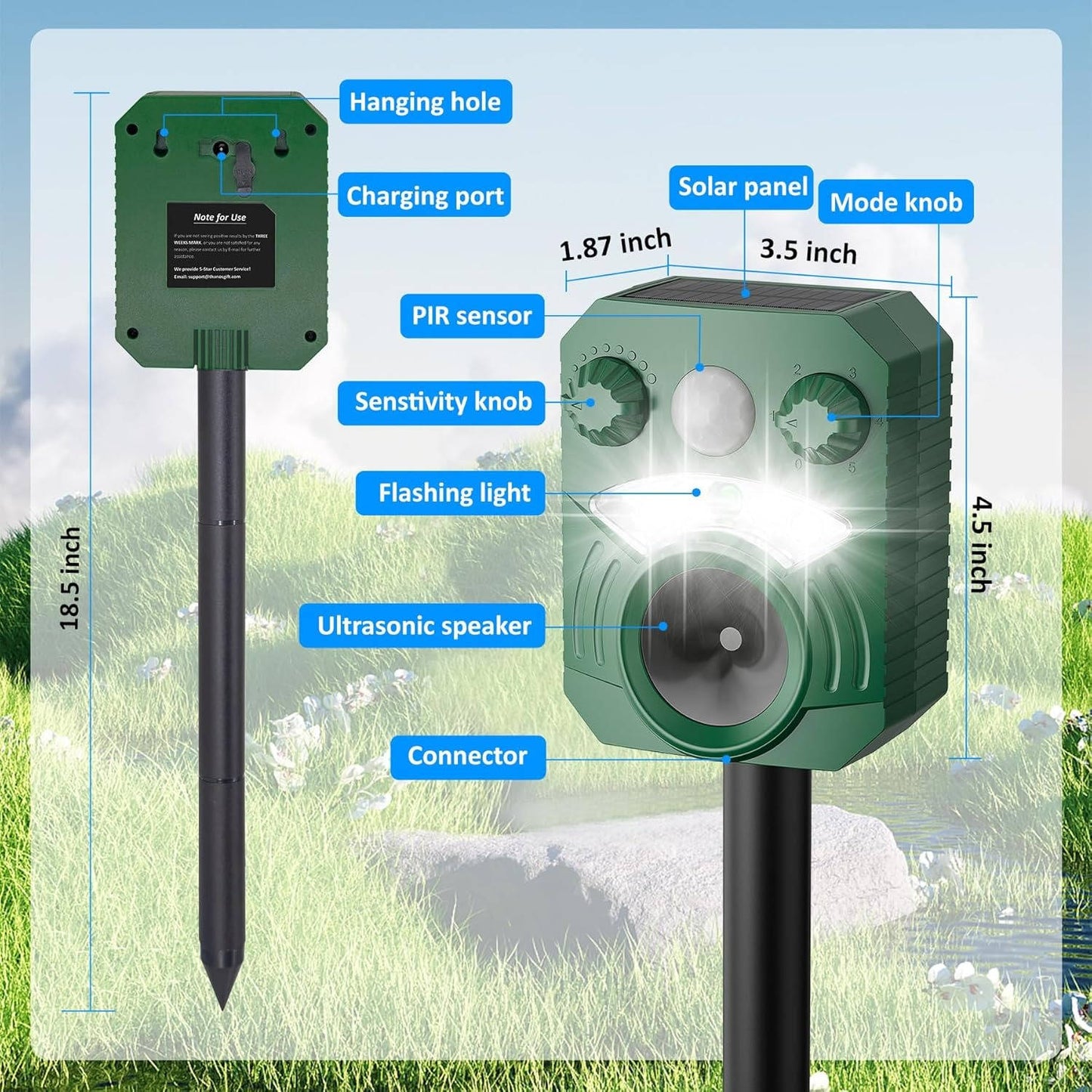 Advanced Ultrasonic Cat & Dog Repeller – Outdoor Garden Pet Deterrent