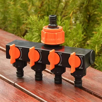 4-Way Garden Hose Splitter – Adjustable Tap Connector for Multiple Hoses