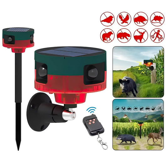 360° Solar Animal Repeller – Ultrasonic Deterrent for Birds Deer & Wild Boar