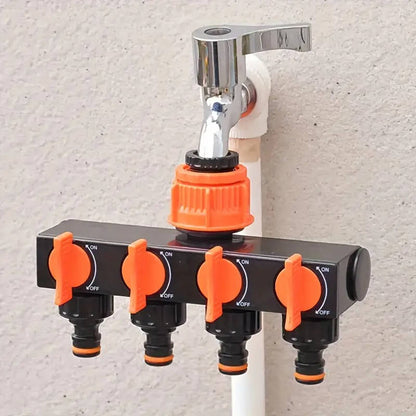 4-Way Garden Hose Splitter – Adjustable Tap Connector for Multiple Hoses