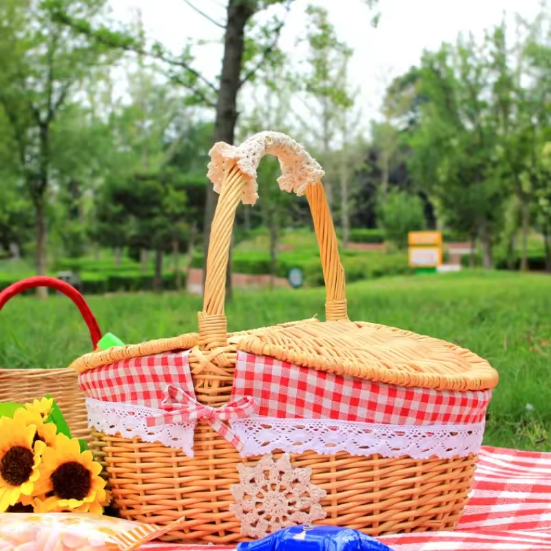 Wicker Picnic Basket – Classic Outdoor Woven Storage & Carry Basket