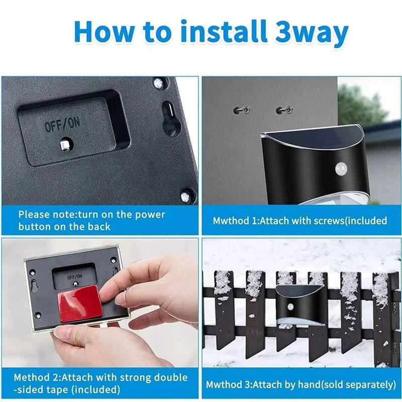 Outdoor Fence & Stair Lights with Motion Sensor – Solar LED Step Light