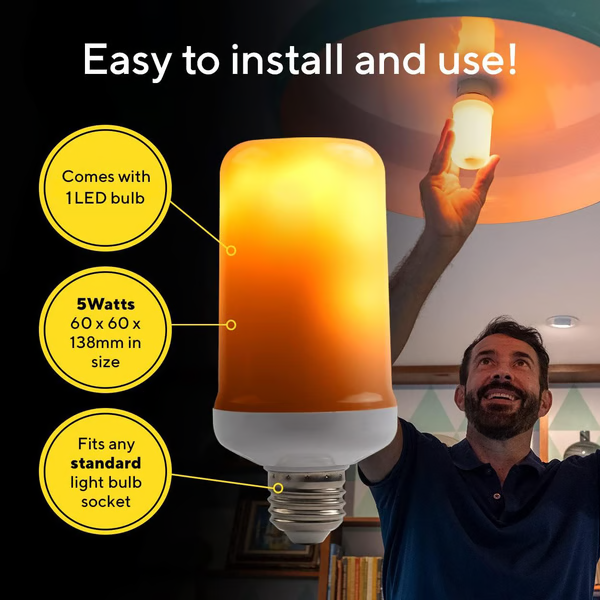 LED Flame Effect Light Bulb – Realistic Flickering Fire Decorative Bulb