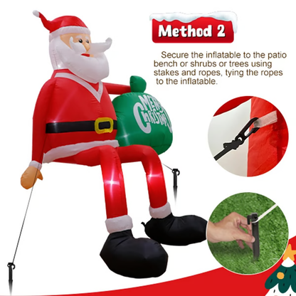 8FT LED Climbing Santa Inflatable – Giant Outdoor Christmas Yard Decoration