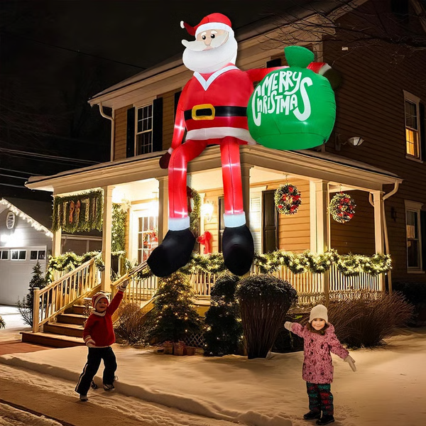 8FT LED Climbing Santa Inflatable – Giant Outdoor Christmas Yard Decoration