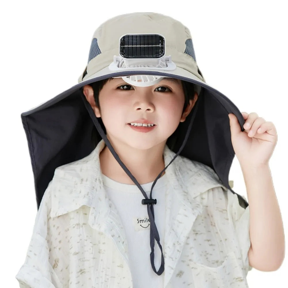 Adjustable Kids Solar Fan Hat – Children's UV Protection Cooling Outdoor Hat