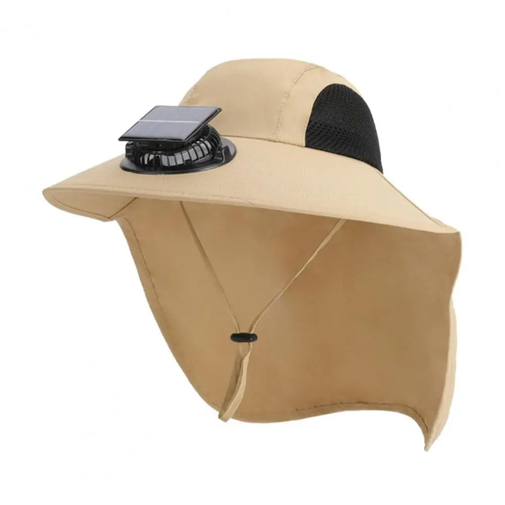 Solar Fan Hat with Wide Brim – UV Protection Cooling Outdoor Sun Hat