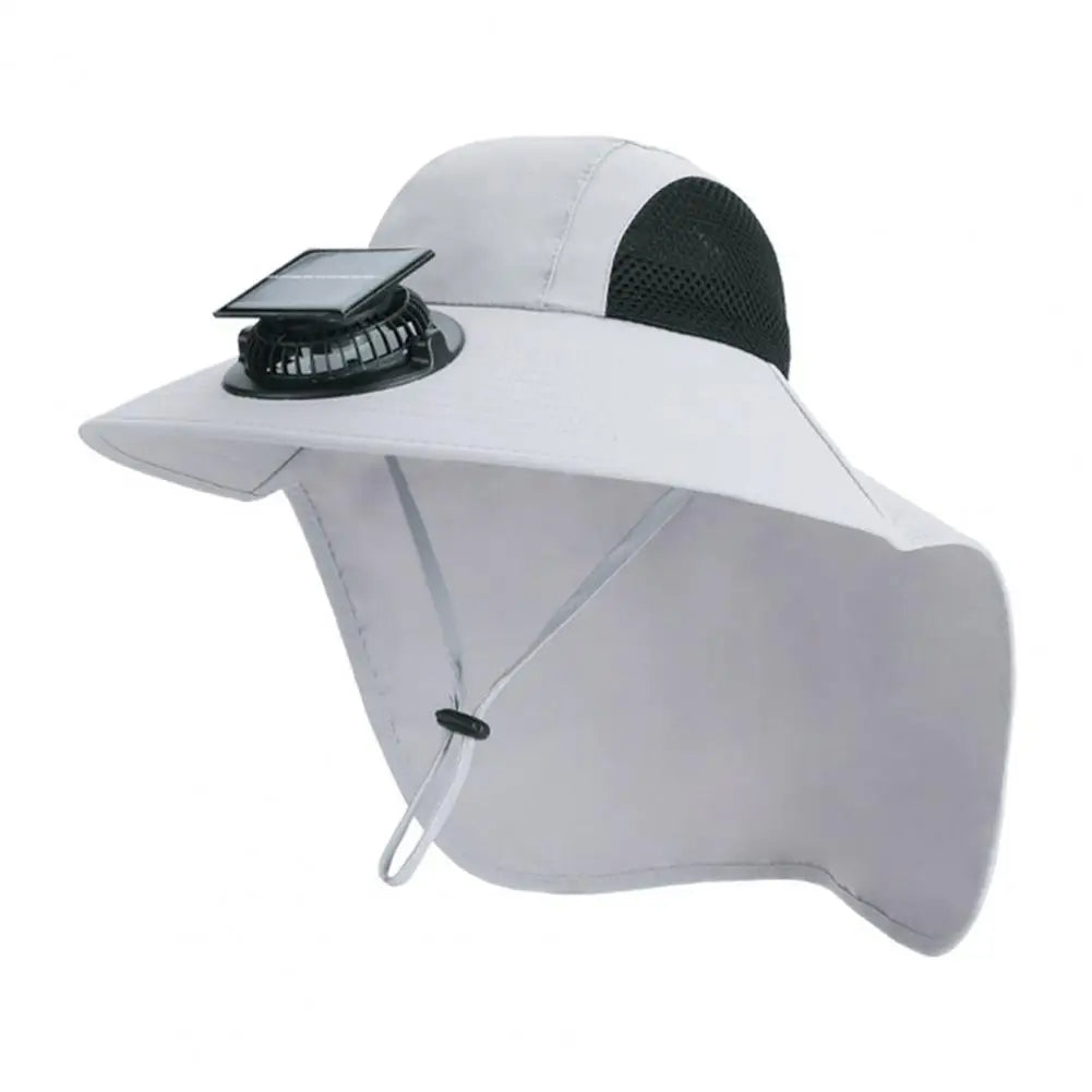 Solar Fan Hat with Wide Brim – UV Protection Cooling Outdoor Sun Hat