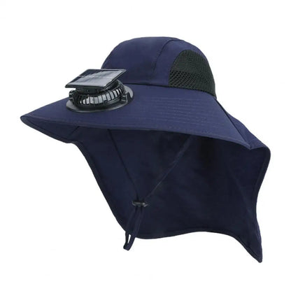 Solar Fan Hat with Wide Brim – UV Protection Cooling Outdoor Sun Hat