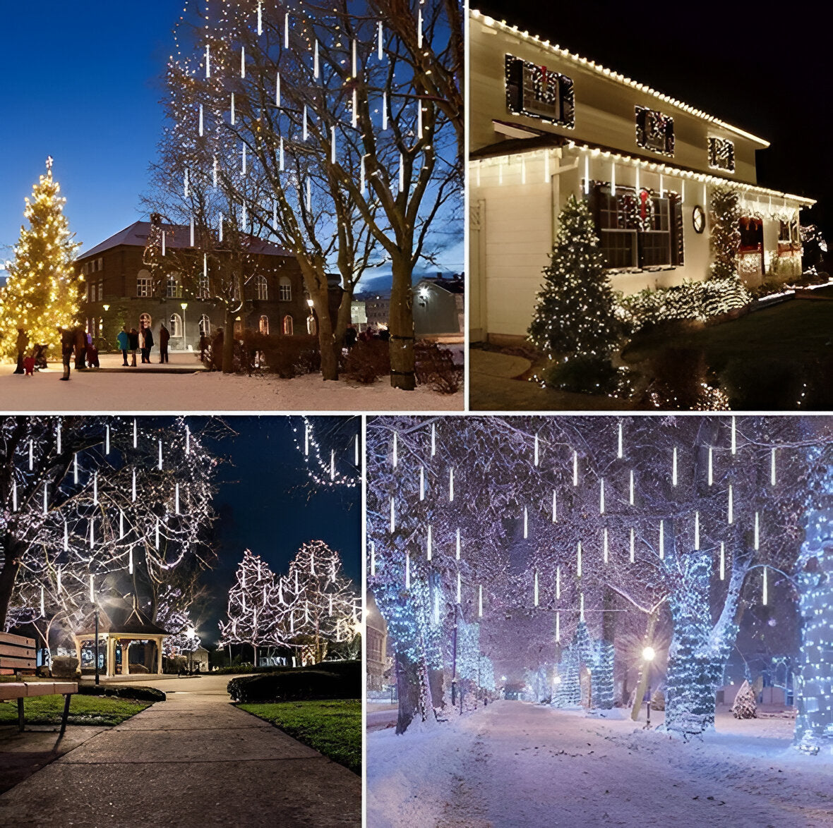 Snowfall LED Garland String Lights – Set of 8 Christmas Indoor Outdoor Lights
