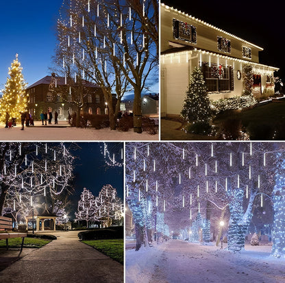 Snowfall LED Garland String Lights – Set of 8 Christmas Indoor Outdoor Lights
