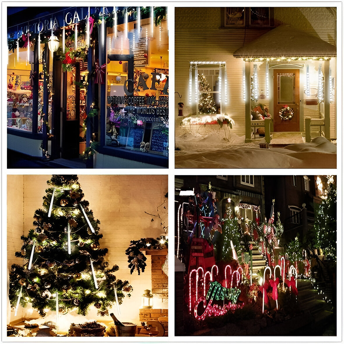 Snowfall LED Garland String Lights – Set of 8 Christmas Indoor Outdoor Lights