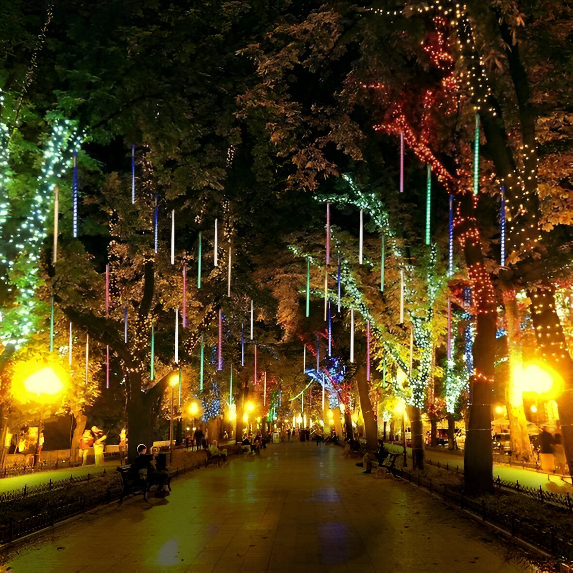 Snowfall LED Garland String Lights – Set of 8 Christmas Indoor Outdoor Lights