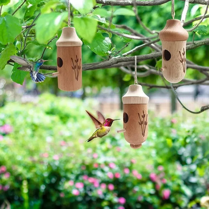Wooden Hummingbird House – Handcrafted Outdoor Garden Bird Nesting Box