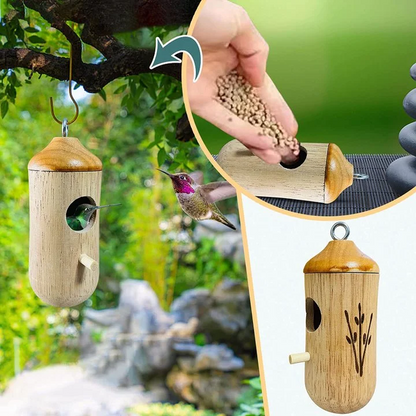 Wooden Hummingbird House – Handcrafted Outdoor Garden Bird Nesting Box