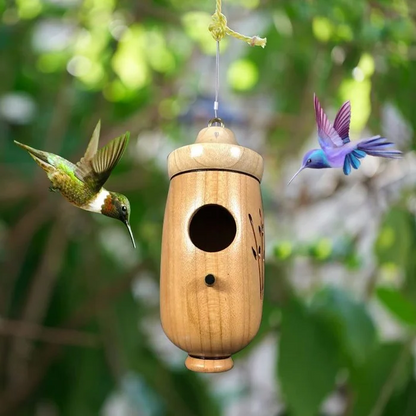 Wooden Hummingbird House – Handcrafted Outdoor Garden Bird Nesting Box