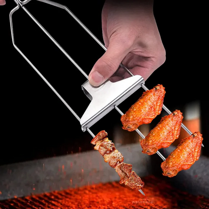 3-Prong BBQ Grill Skewer Set – Heavy-Duty Stainless Steel BBQ Cooking Forks