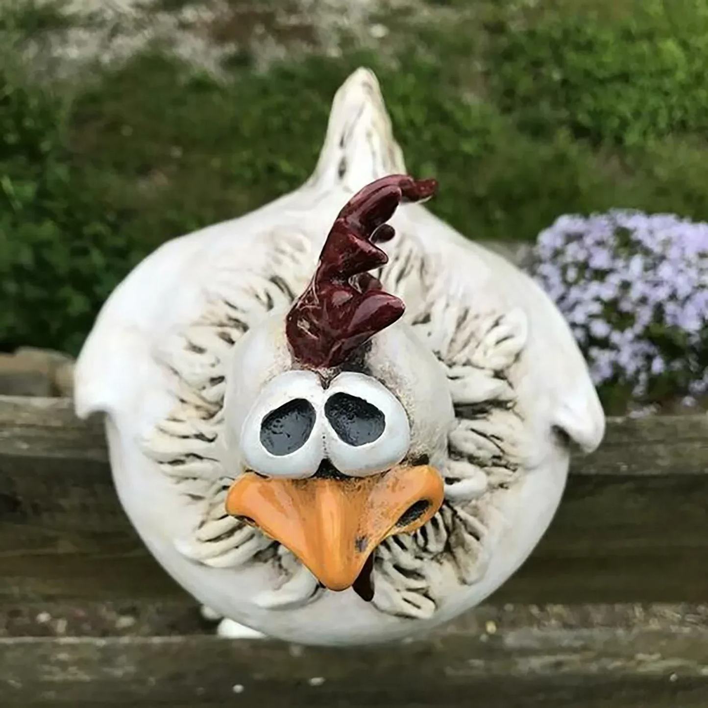 Funny Chicken Fence Resin Garden Statue – Outdoor Decorative Garden Ornament
