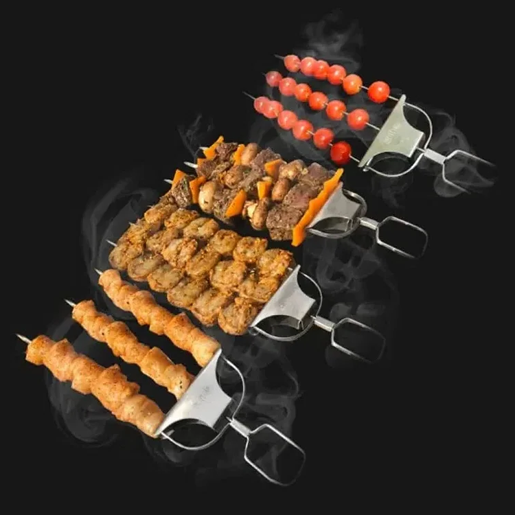 3-Prong BBQ Grill Skewer Set – Heavy-Duty Stainless Steel BBQ Cooking Forks