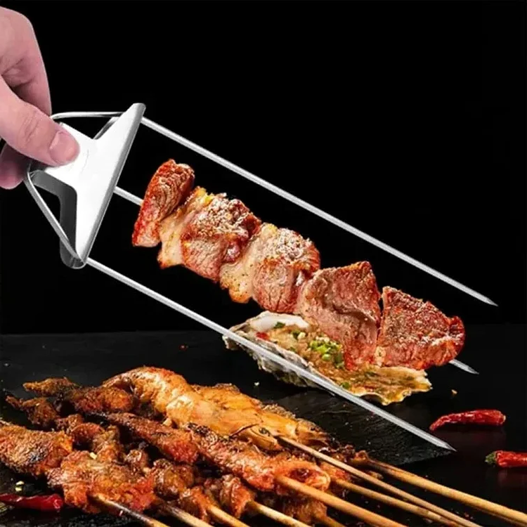 3-Prong BBQ Grill Skewer Set – Heavy-Duty Stainless Steel BBQ Cooking Forks