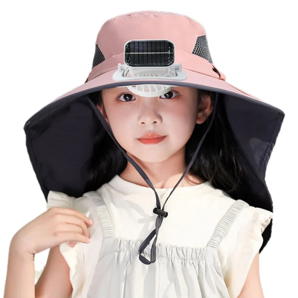 Adjustable Kids Solar Fan Hat – Children's UV Protection Cooling Outdoor Hat