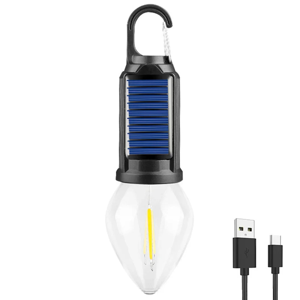 Solar Rechargeable Camping Lantern with Hook – Portable Outdoor Hanging Light